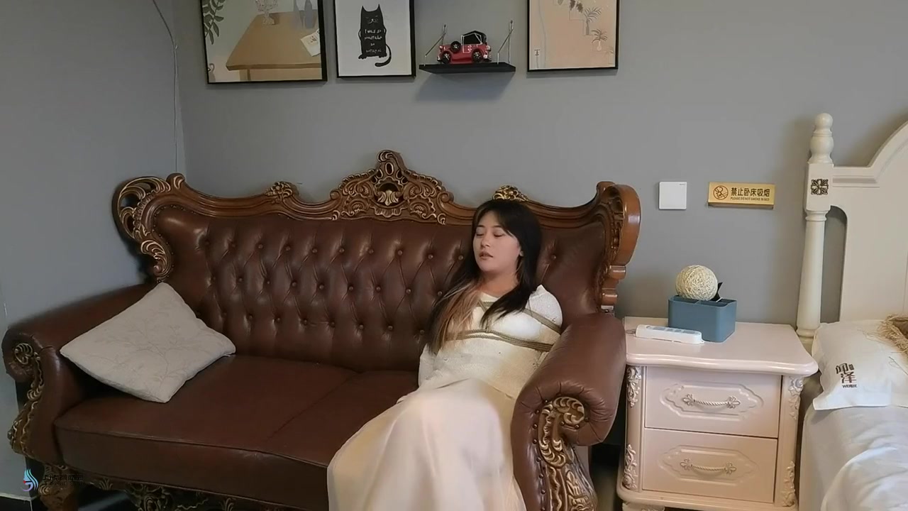 Chinese Girl In Long Dress In Bondage
