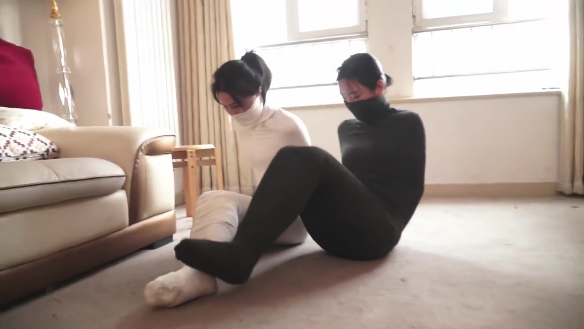 Two Sexy Chinese Girls Knockout And Mummified
